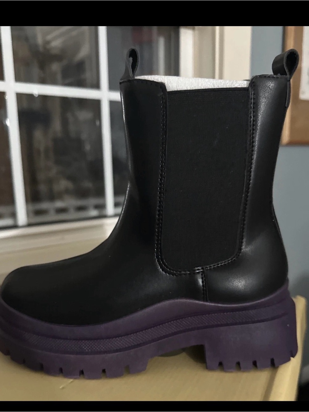 Yoki Fashion Womens Arko-2 PU Leather Chelsea Boots Lavender Size 6 M